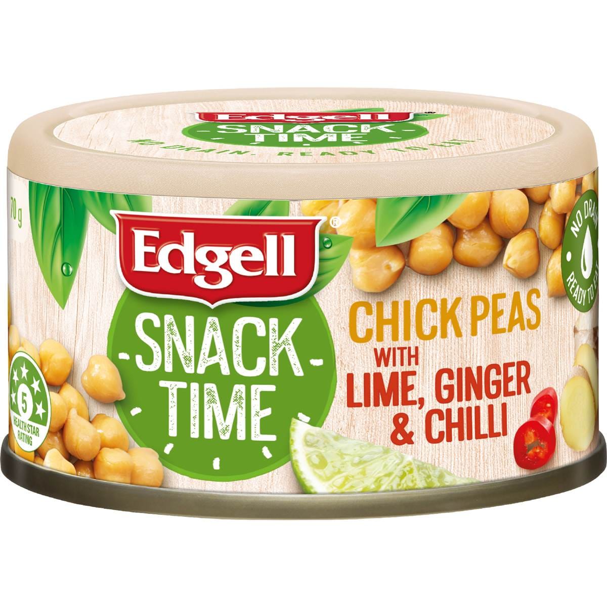 Edgell Snack Time Chickpeas With Ginger, Lime & Chilli 70g Woolworths