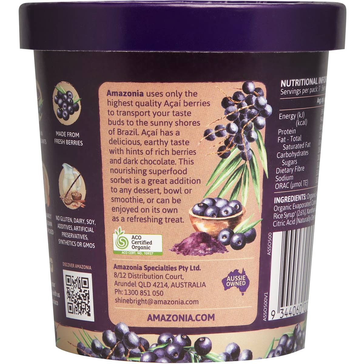 Amazonia Acai Sorbet Original 500ml Woolworths