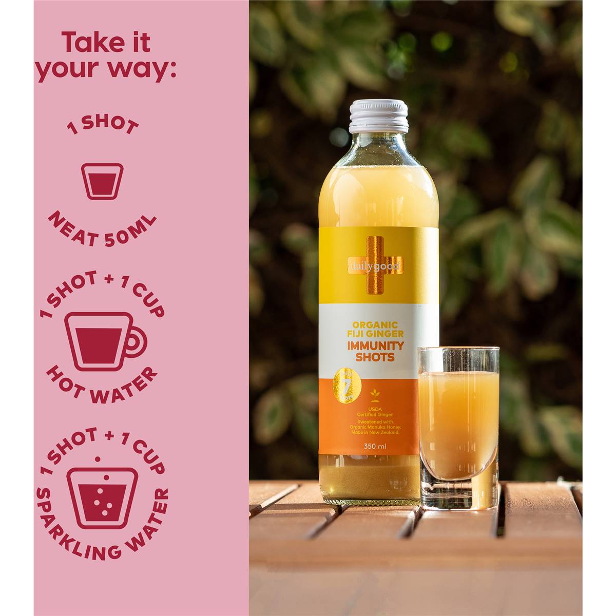 Daily Good Organic Fiji Ginger Immunity Shots 350ml Woolworths