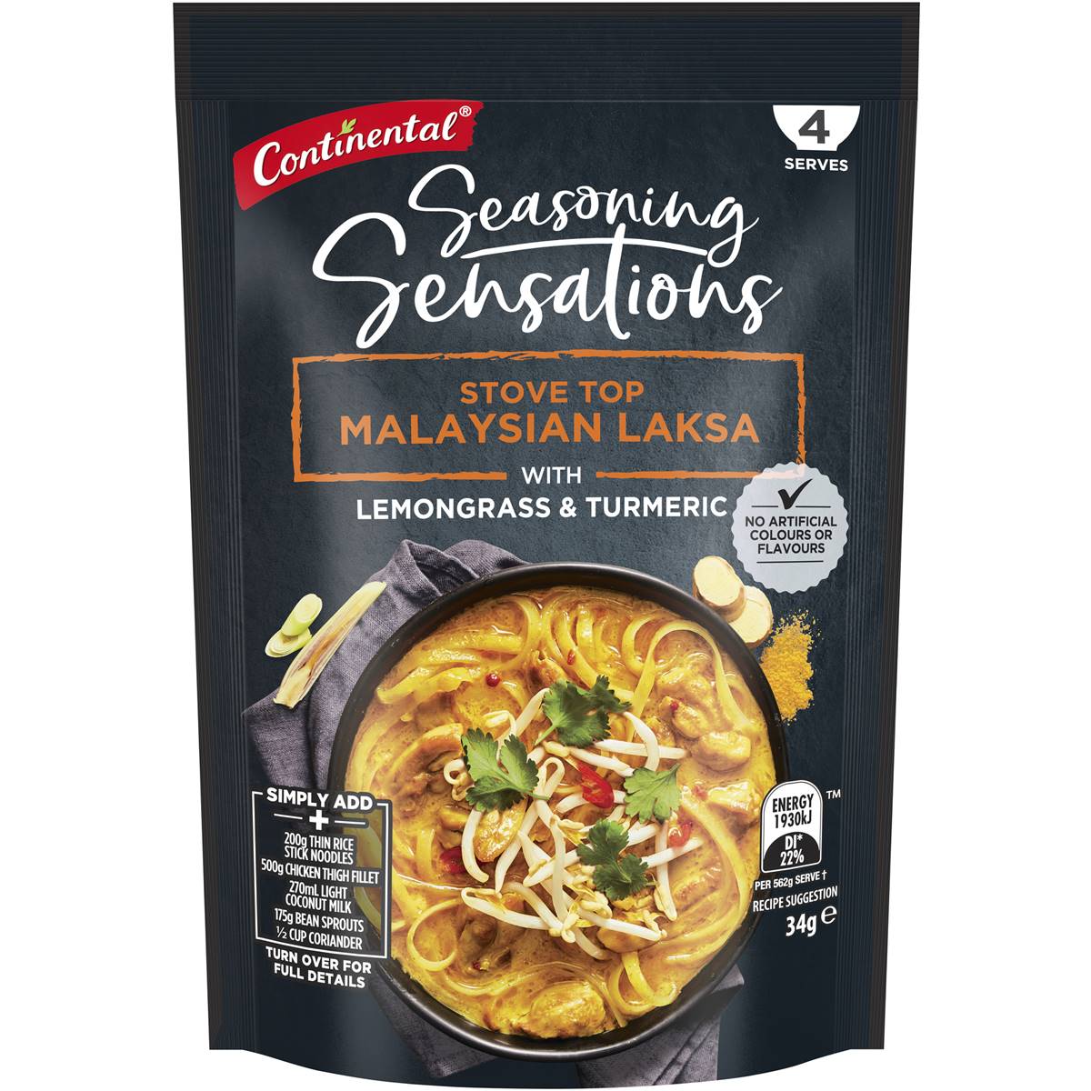 Continental Seasoning Sensations Recipe Base Malaysian Laksa 34g