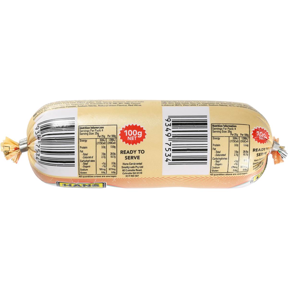 Hans Liverwurst Traditional 100g Woolworths