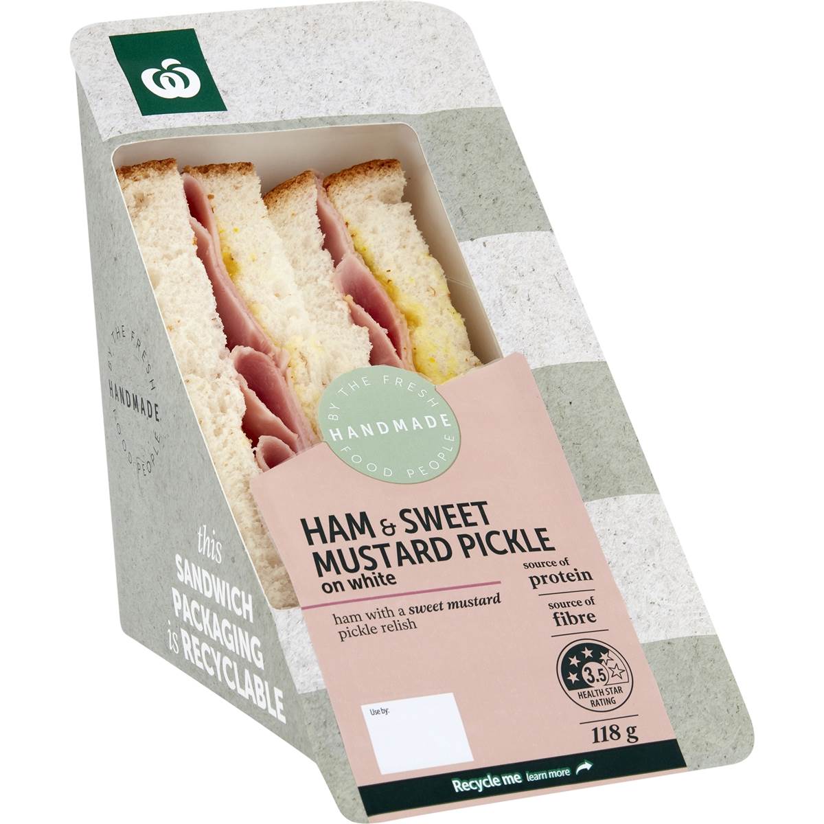 Woolworths Ham & Sweet Mustard Pickle On White Sandwich Each Woolworths