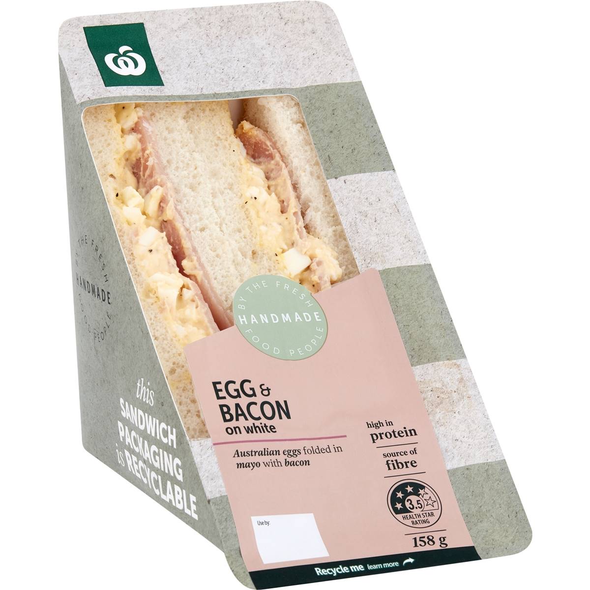 Woolworths Egg And Bacon On On Farmhouse White Sandwich 158g Woolworths