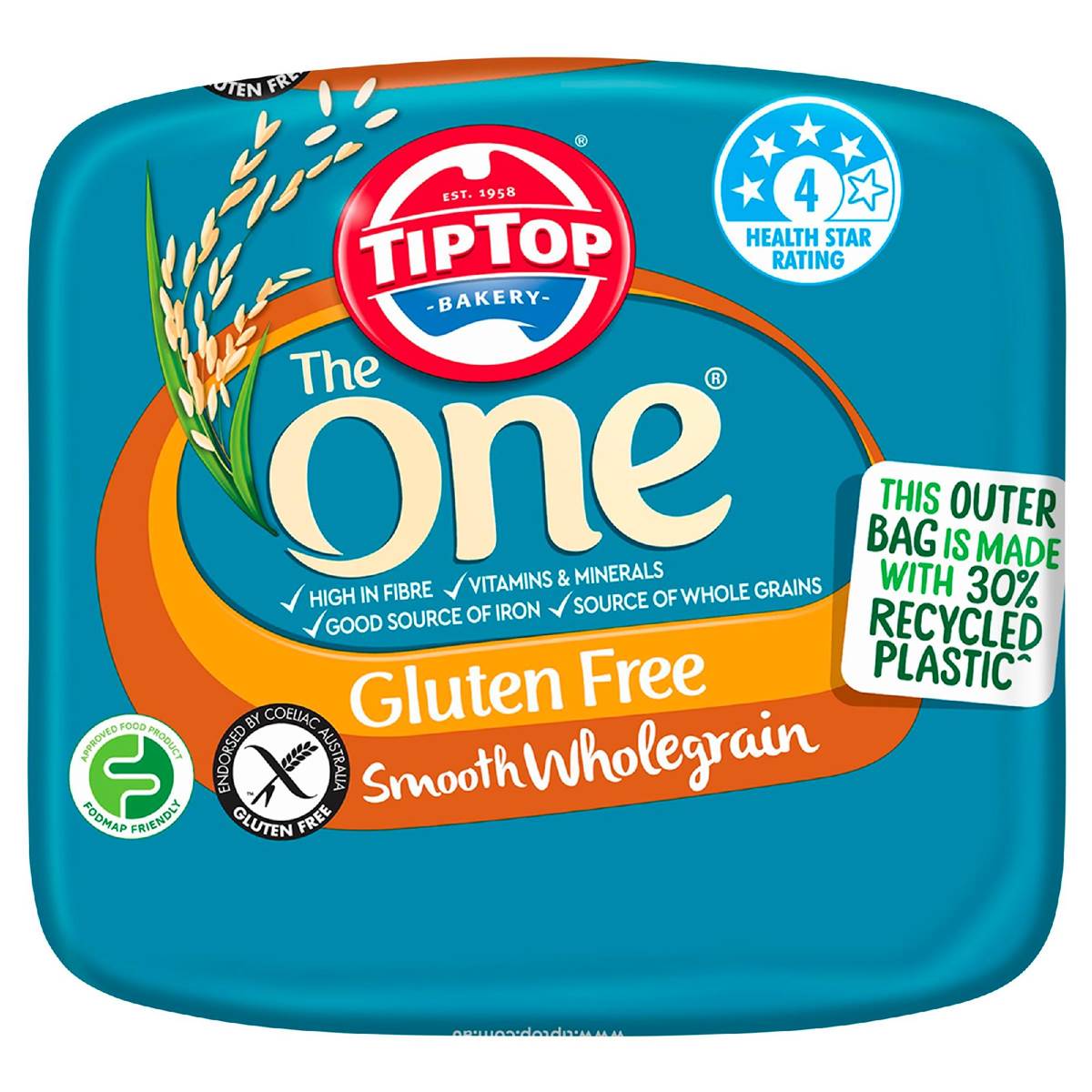 Tip Top Bakery The One Gluten Free Smooth Wholegrain Bread 550g