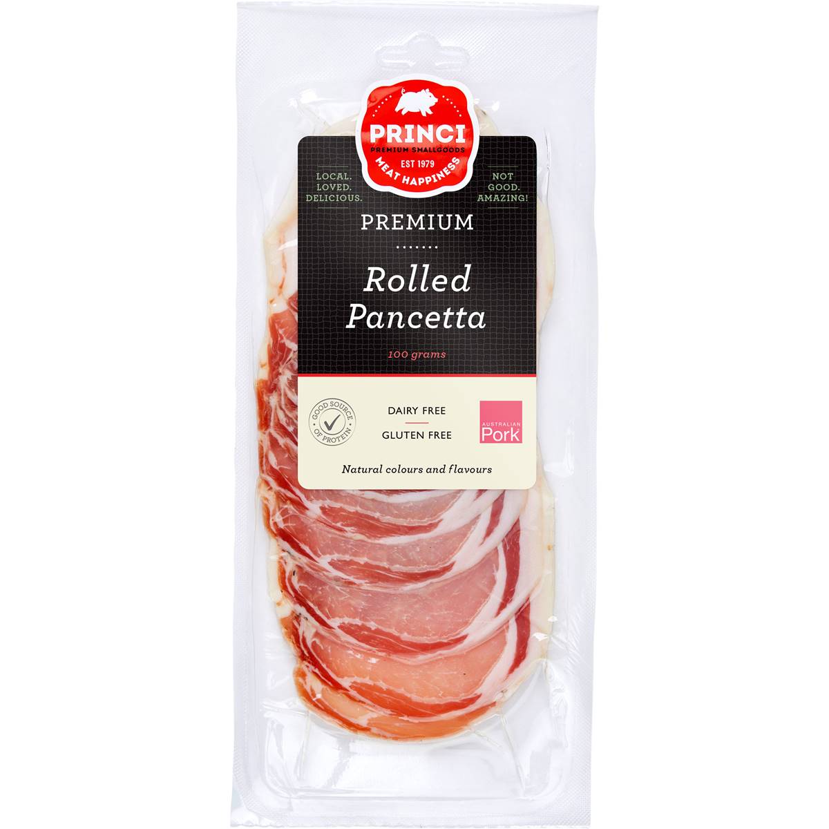 Princi Rolled Pancetta Sliced 100g Woolworths
