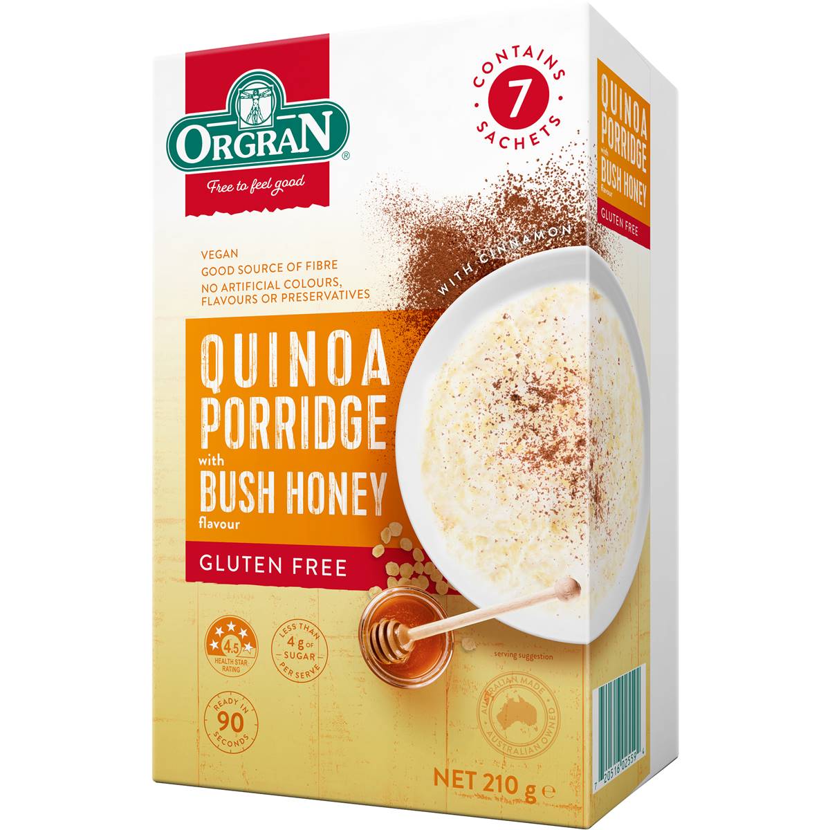 Orgran Gluten Free Porridge Honey Sachets 210g Woolworths