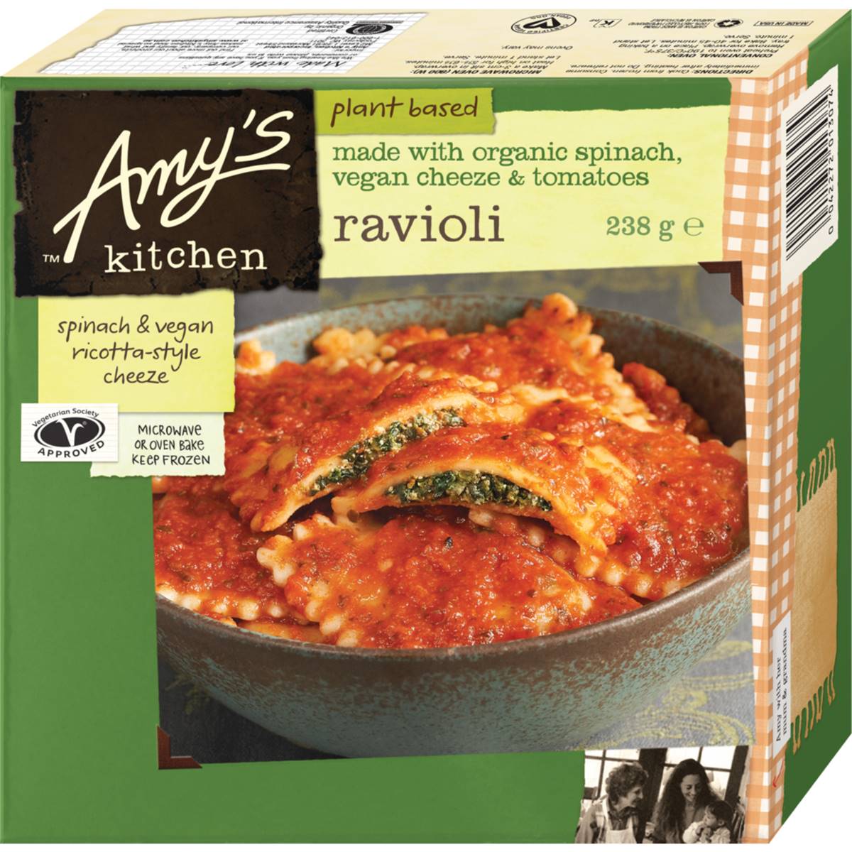 Amy's Kitchen Plant Based Spinach & Vegan Ricotta Style Cheeze Ravioli