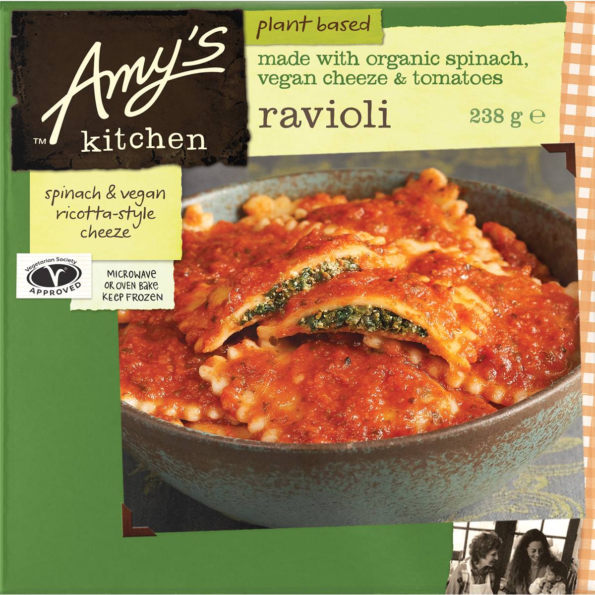 Amy's Kitchen Plant Based Spinach & Vegan Ricotta Style Cheeze Ravioli