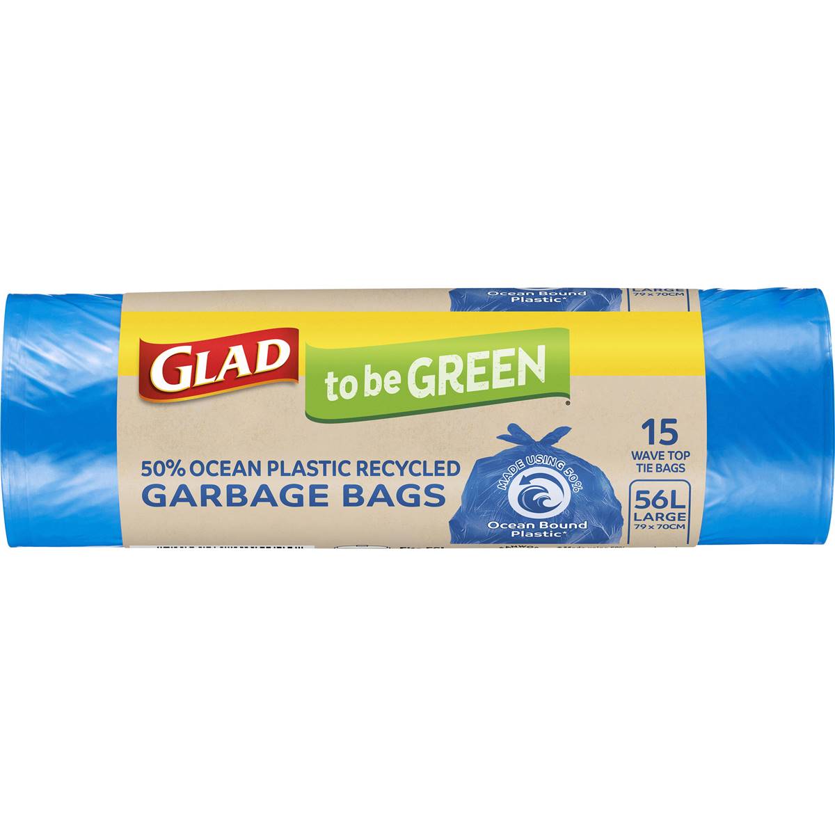 Glad 50 Ocean Plastic Recycled Garbage Bags 56 Litres 15 Pack Woolworths