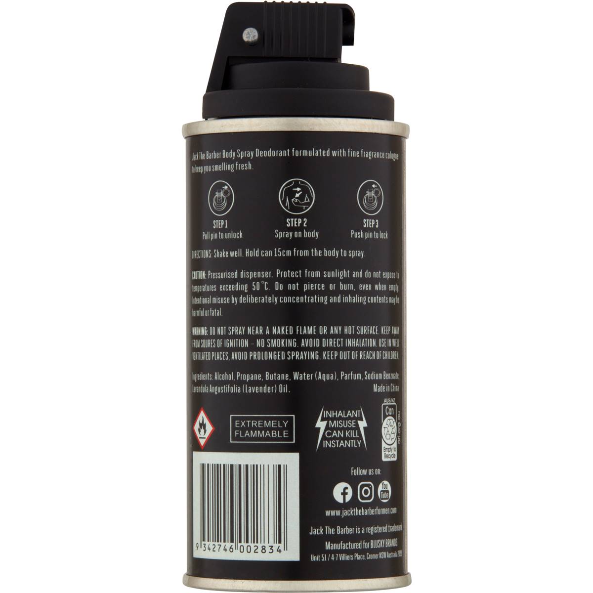 Jack The Barber Rebel Body Spray 150ml Woolworths