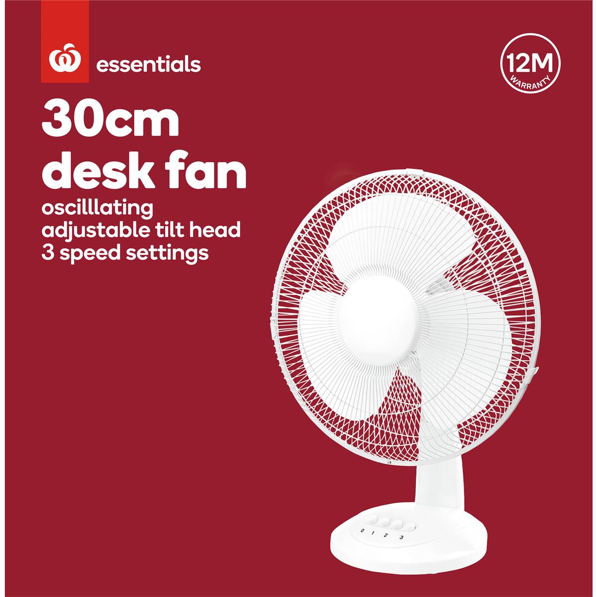Essentials 30cm Desk Fan Each Woolworths