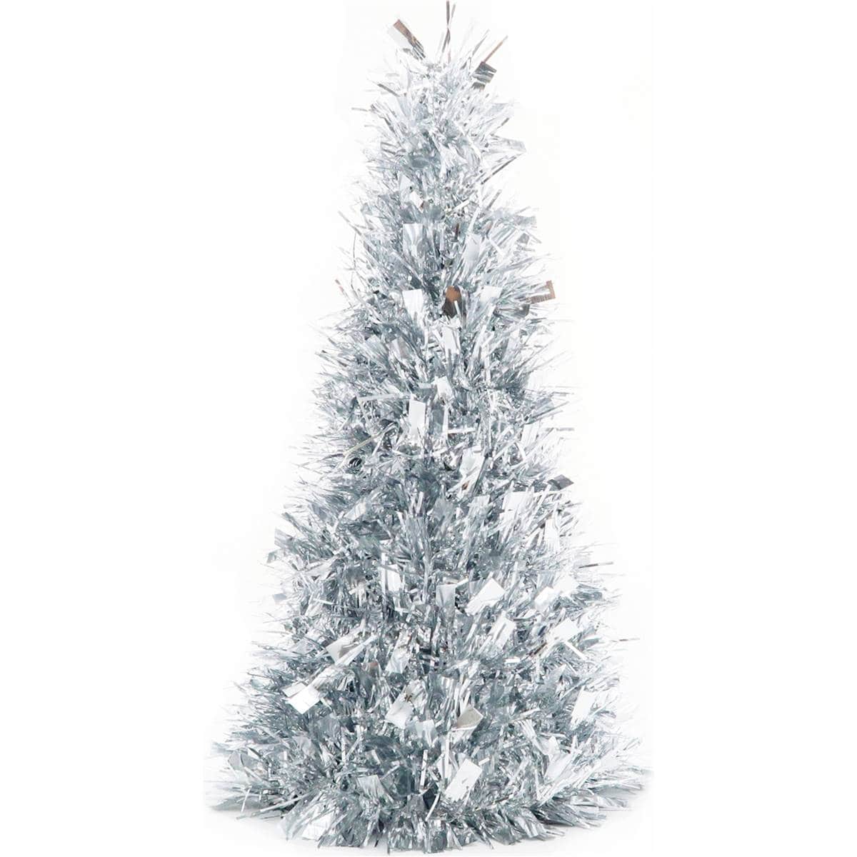 Christmas Tinsel Tabletop Tree 28cn Silver Each Woolworths
