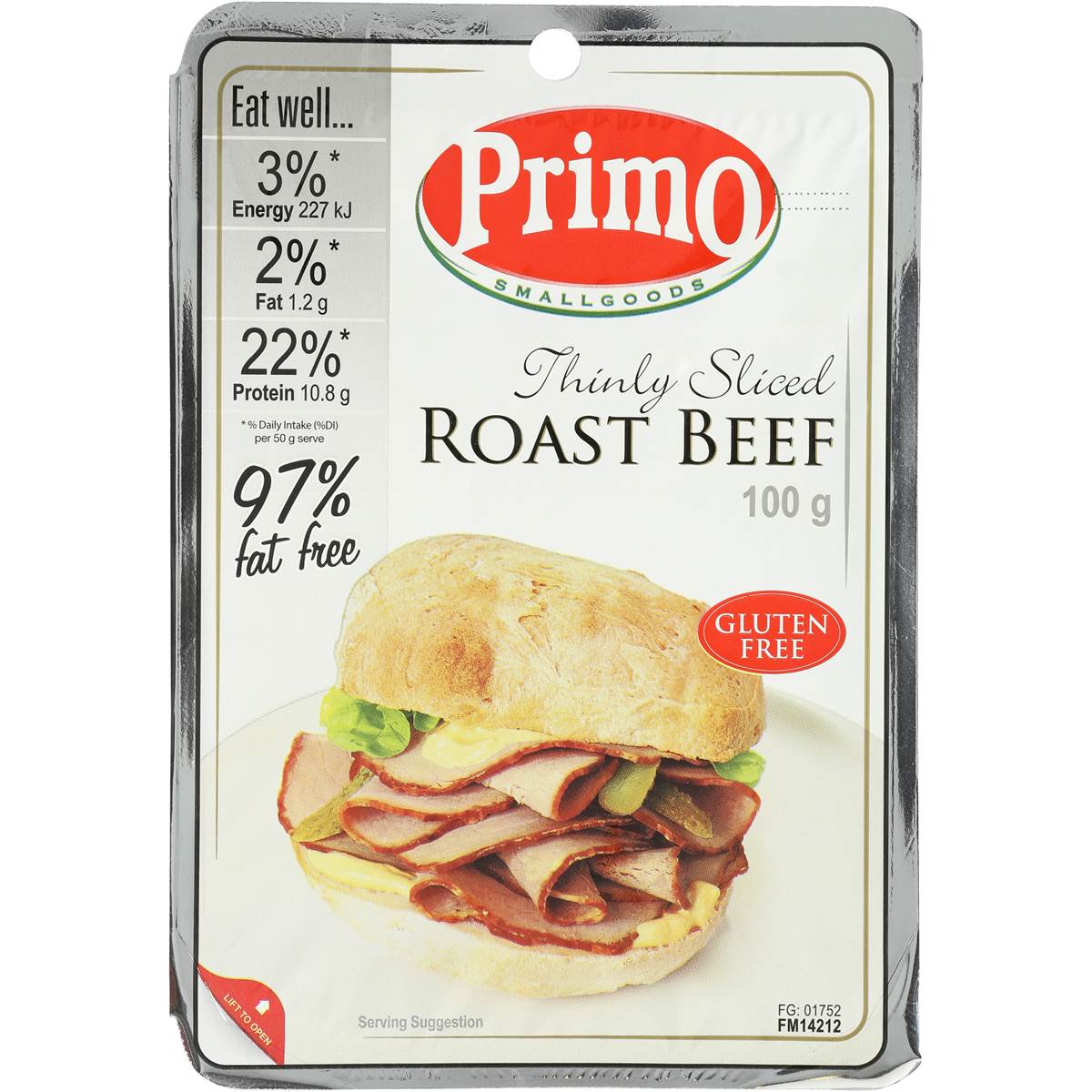 Primo Roast Beef Thin Sliced 94 Fat Free 100g Woolworths