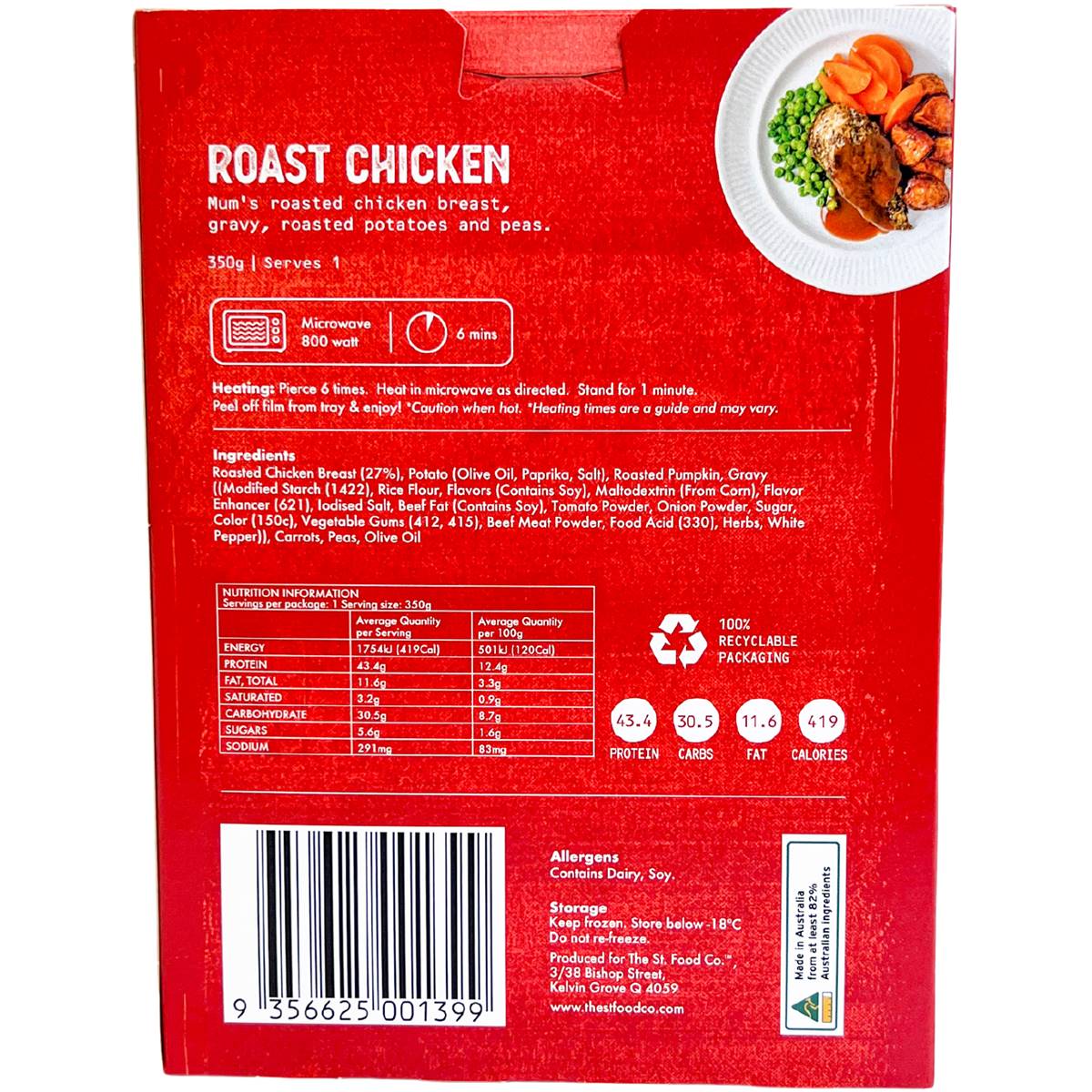 The St. Food Co. Roast Chicken Frozen Meal 350g Woolworths