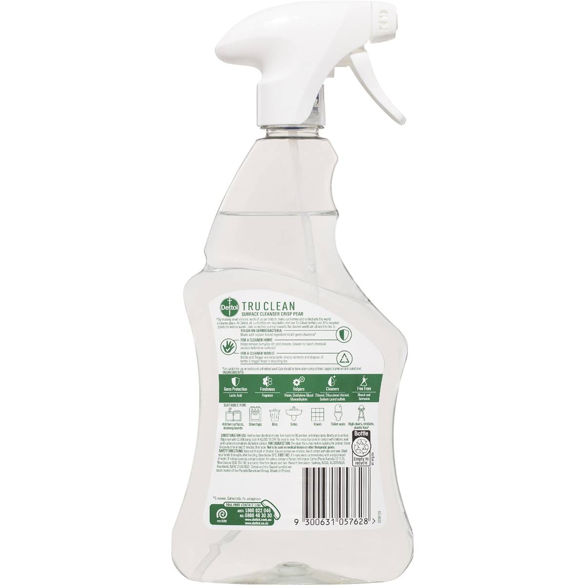 Dettol Tru Clean Antibacterial Surface Cleanser Spray Pear 500ml