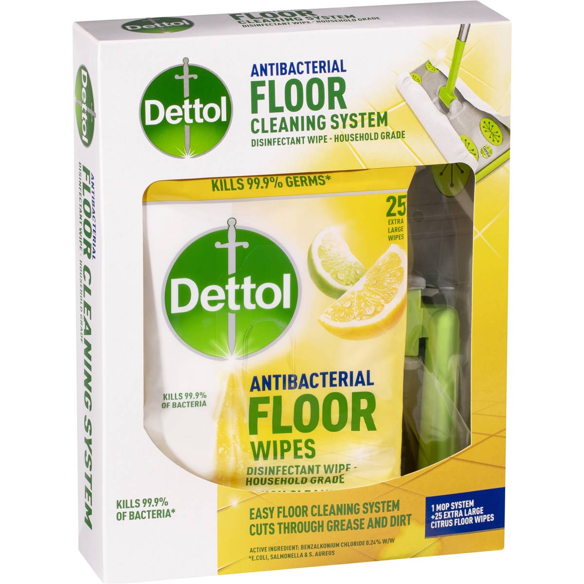 Dettol Antibacterial Floor Mop System With 25 Floor Cleaning Wipes 1