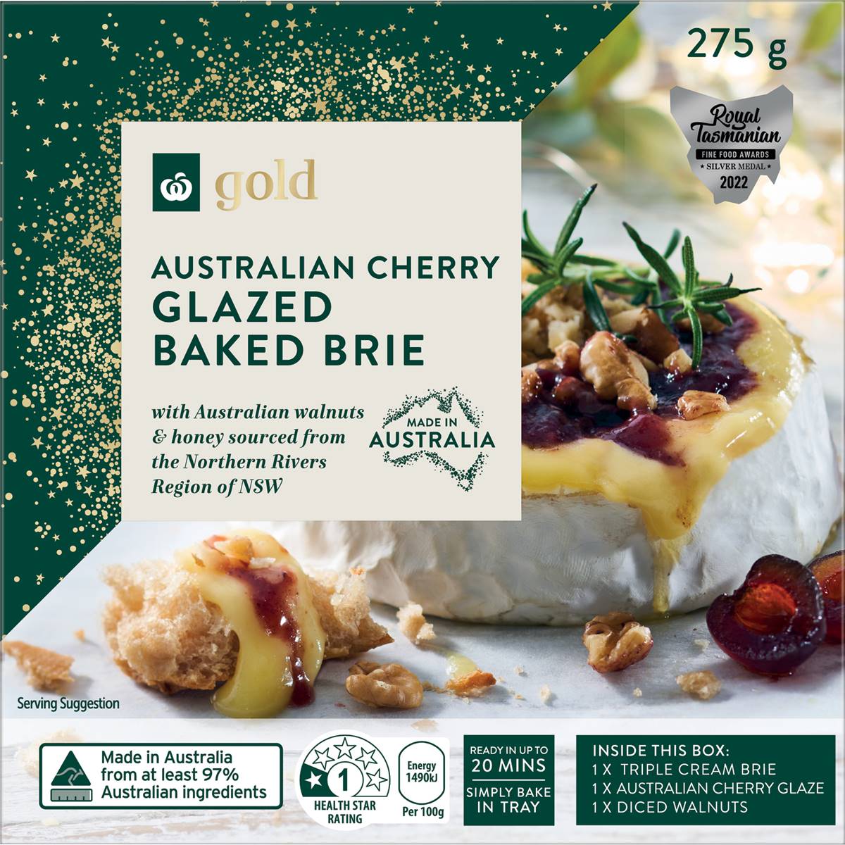 Woolworths Gold Australian Cherry Glazed Baked Brie 275g Woolworths