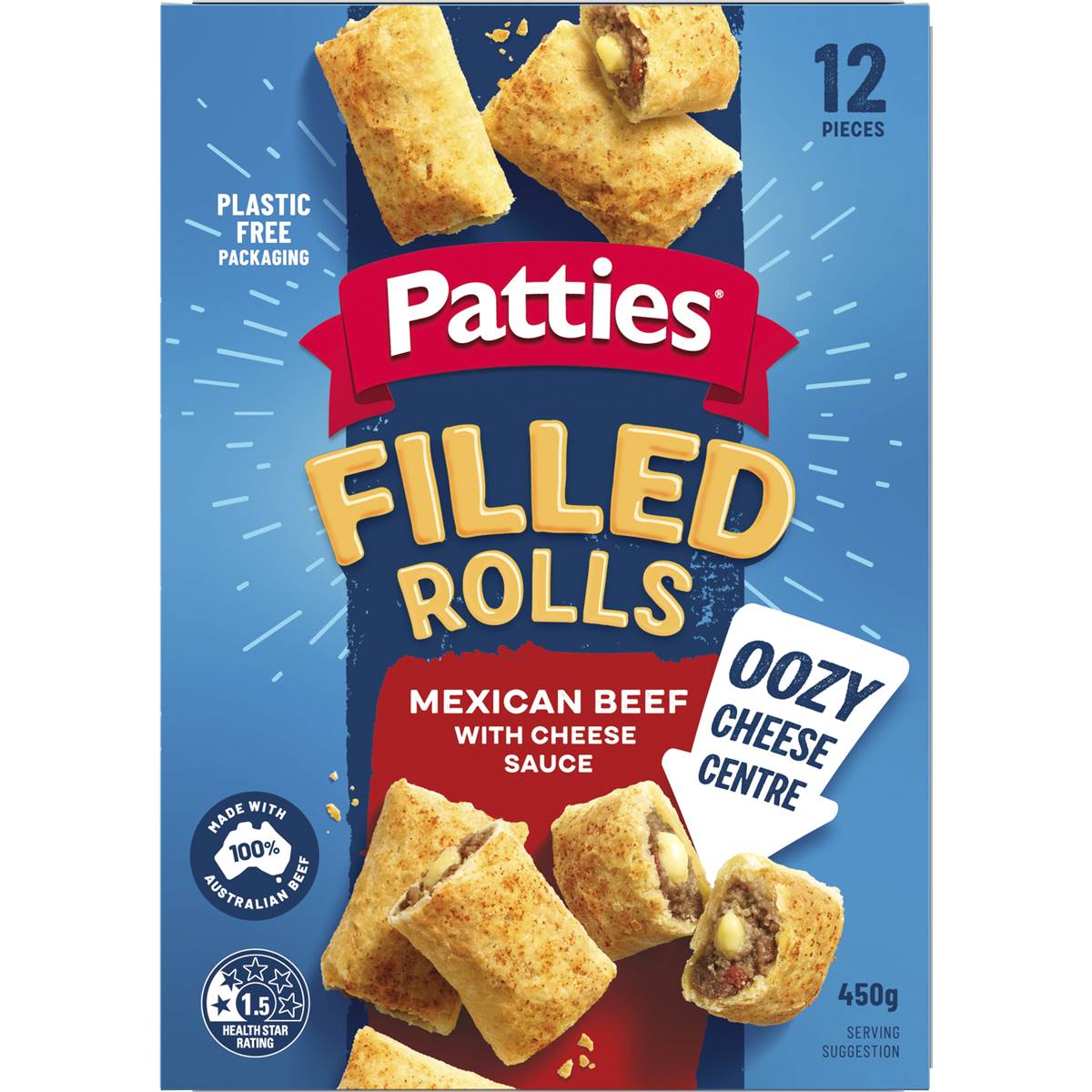 Patties Filled Rolls Original Beef With Cheese Sauce 450g Woolworths