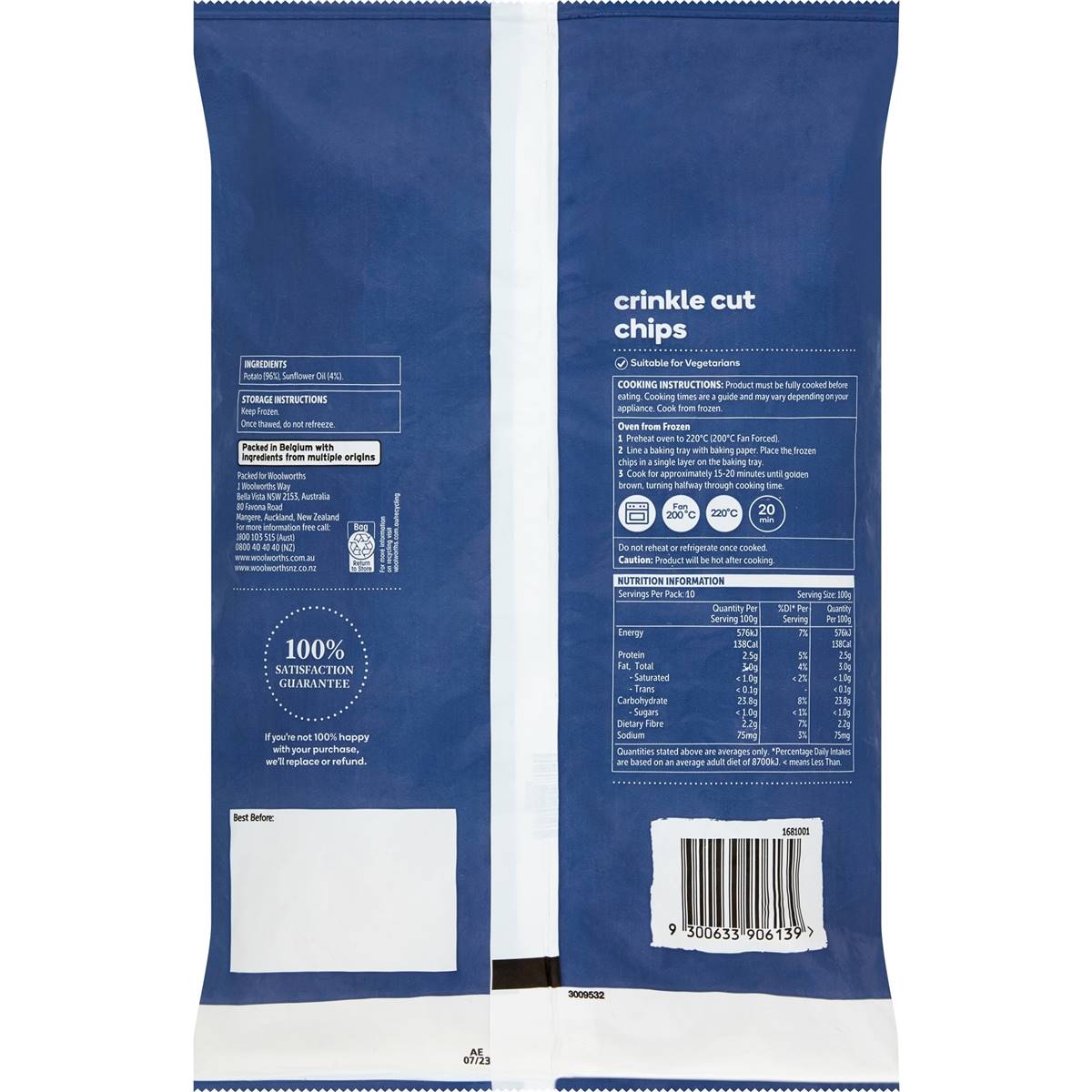 Essentials Frozen Crinkle Cut Chips 1kg Woolworths