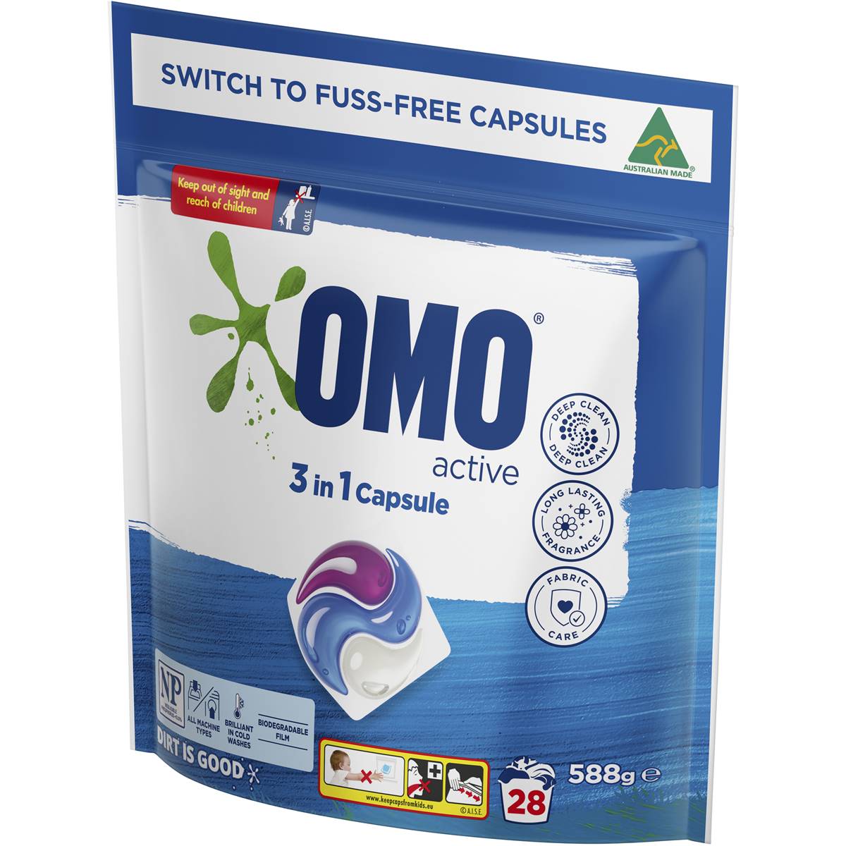 Omo Active Laundry Capsules 3 In 1 Capsules 28 Pack | Woolworths