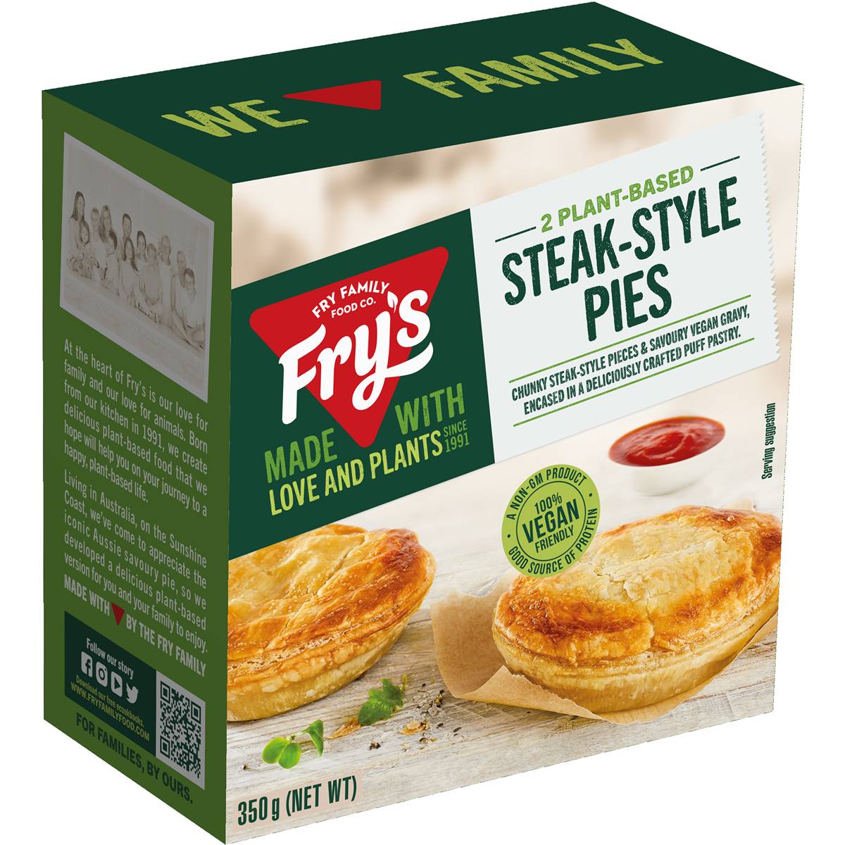 Fry's Plant Based 2 Pack Steakstyle Pies 350g Woolworths