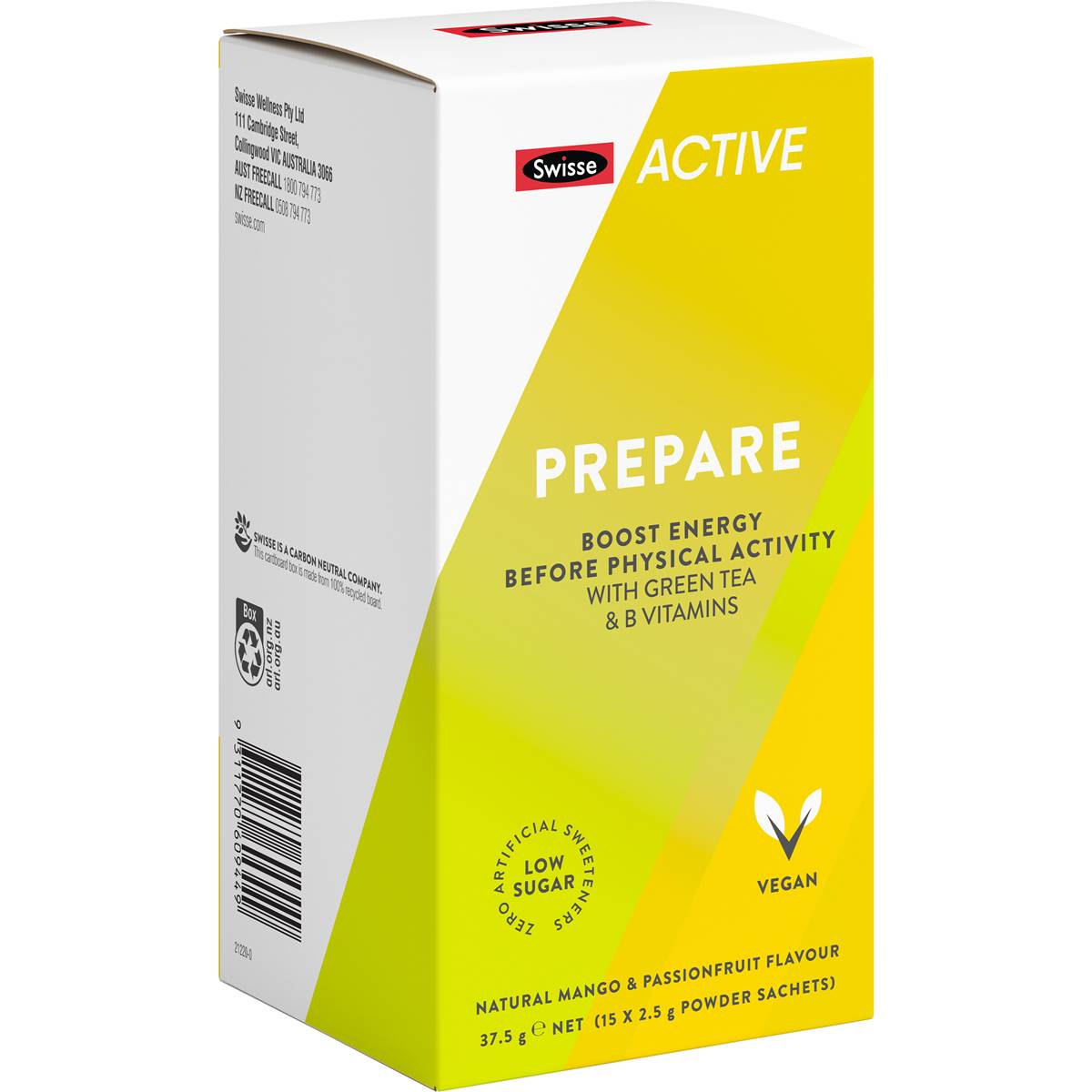 Swisse Active Prepare Powder To Boost Performance 2.5g X 15 Pack 