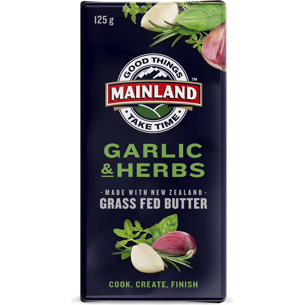 Mainland Garlic & Herb Grass Fed Butter 125g Woolworths