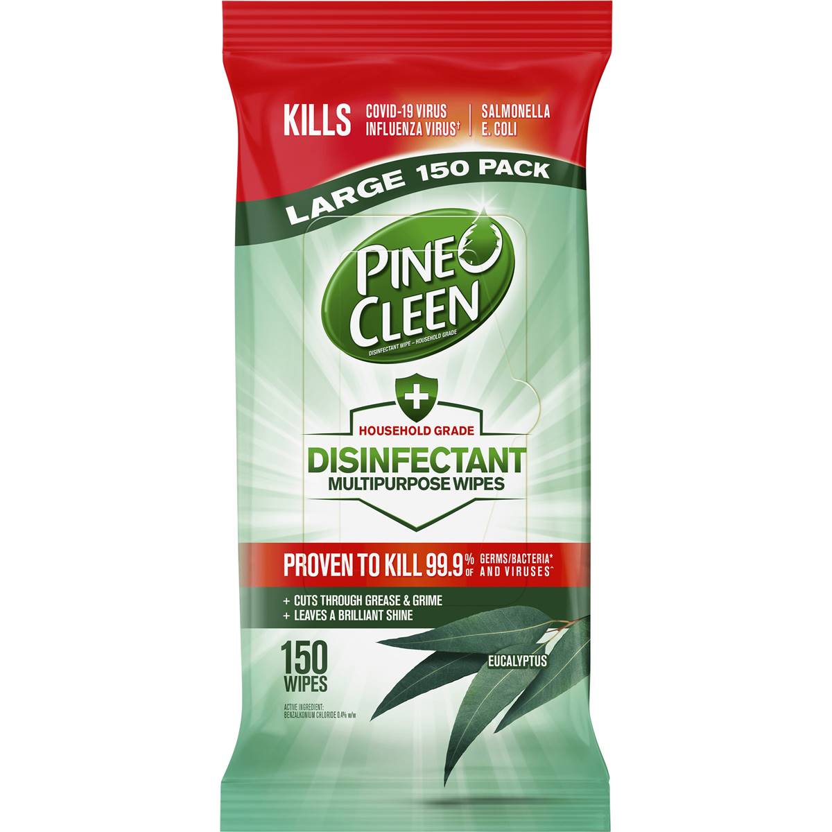 Pine O Cleen Disinfectant Multipurpose Wipes Eucalyptus 150 Pack