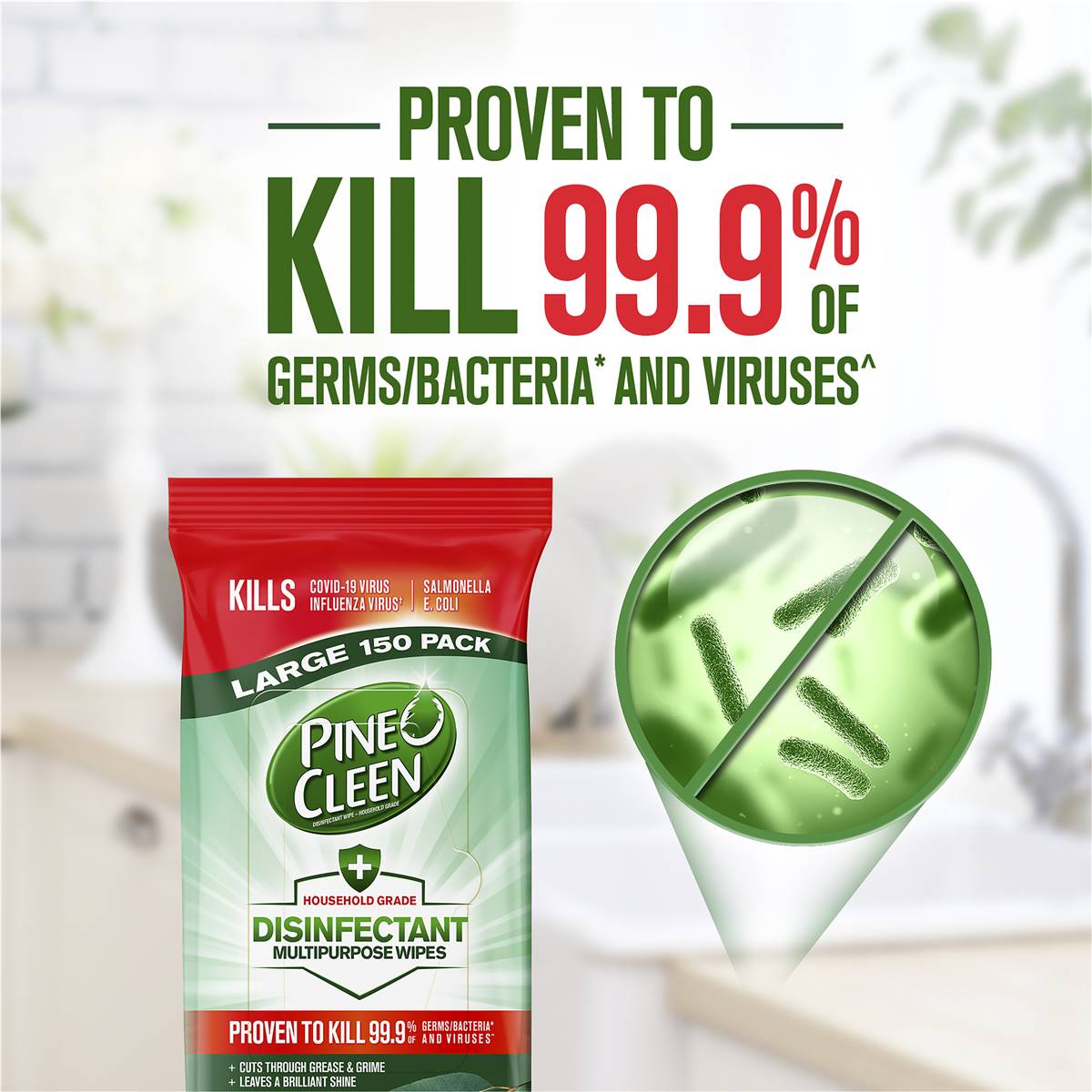 Pine O Cleen Disinfectant Multipurpose Wipes Eucalyptus 150 Pack