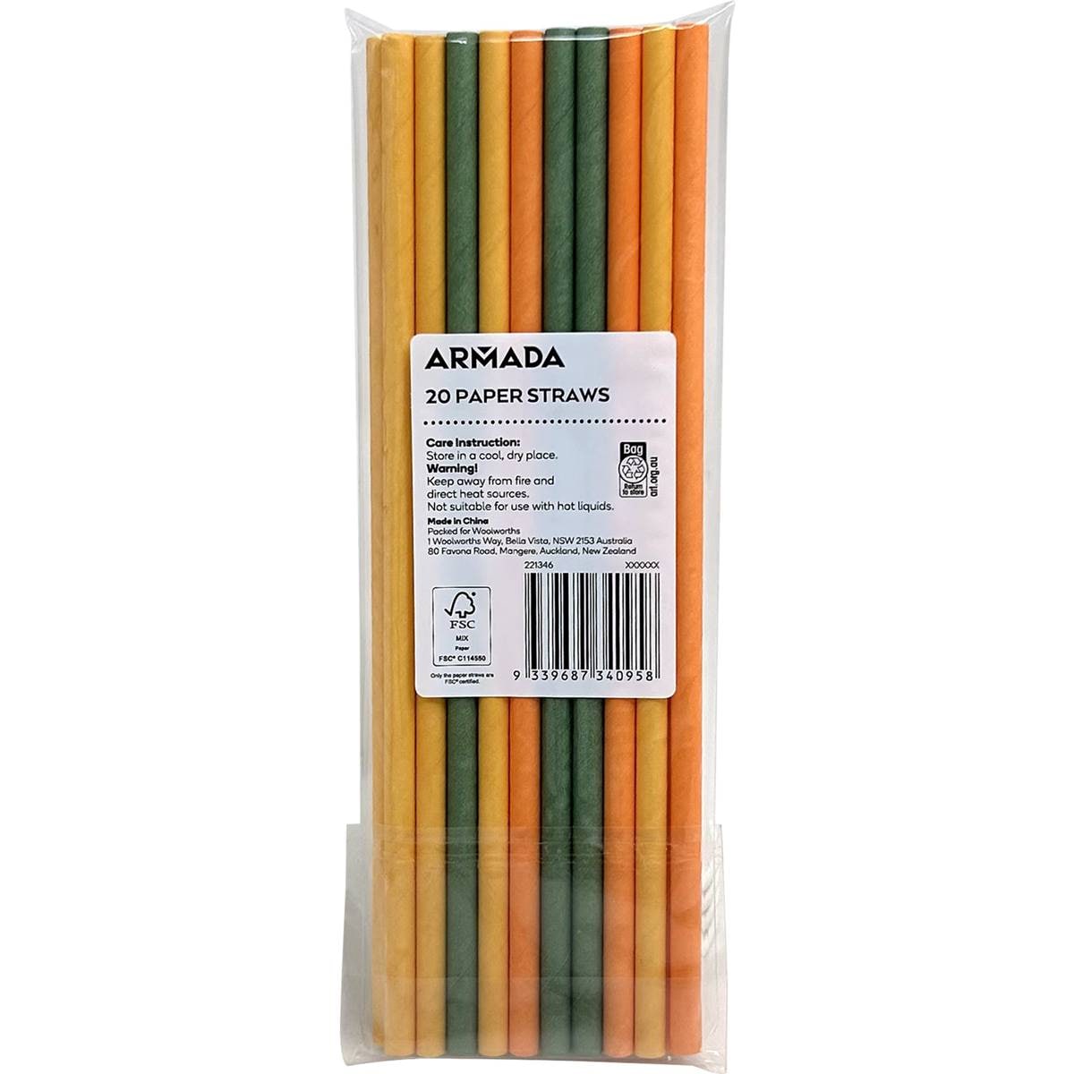 Armada Paper Straws Multicolour 20 Pack Woolworths