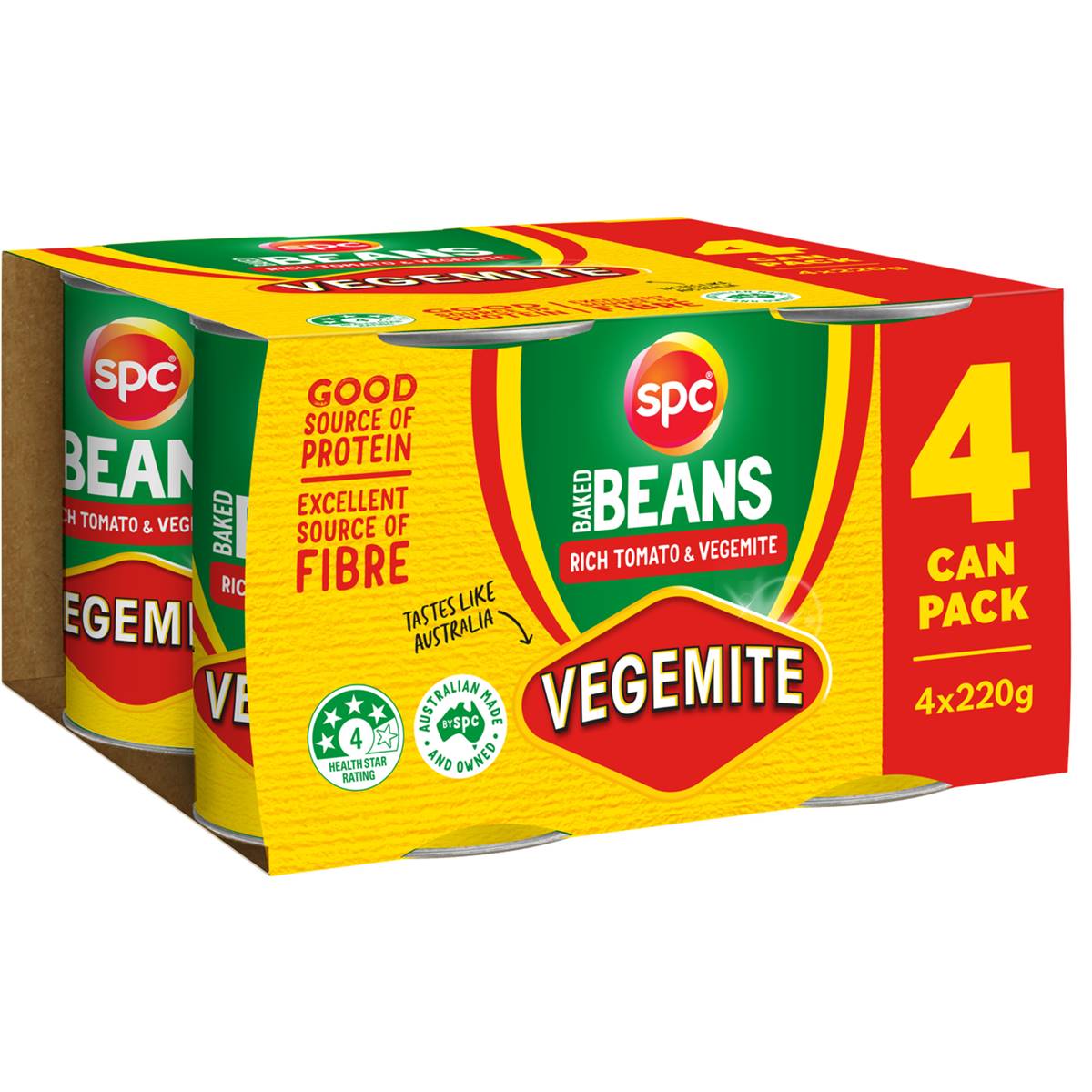 Spc Baked Beans Rich Tomato & Vegemite 220g X 4 Pack Woolworths