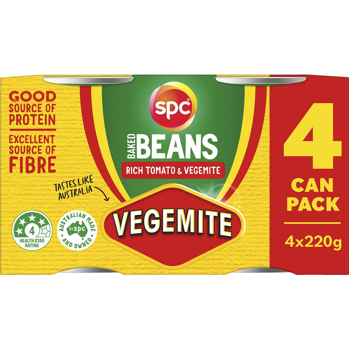 Spc Baked Beans Rich Tomato & Vegemite 4 Pack Woolworths