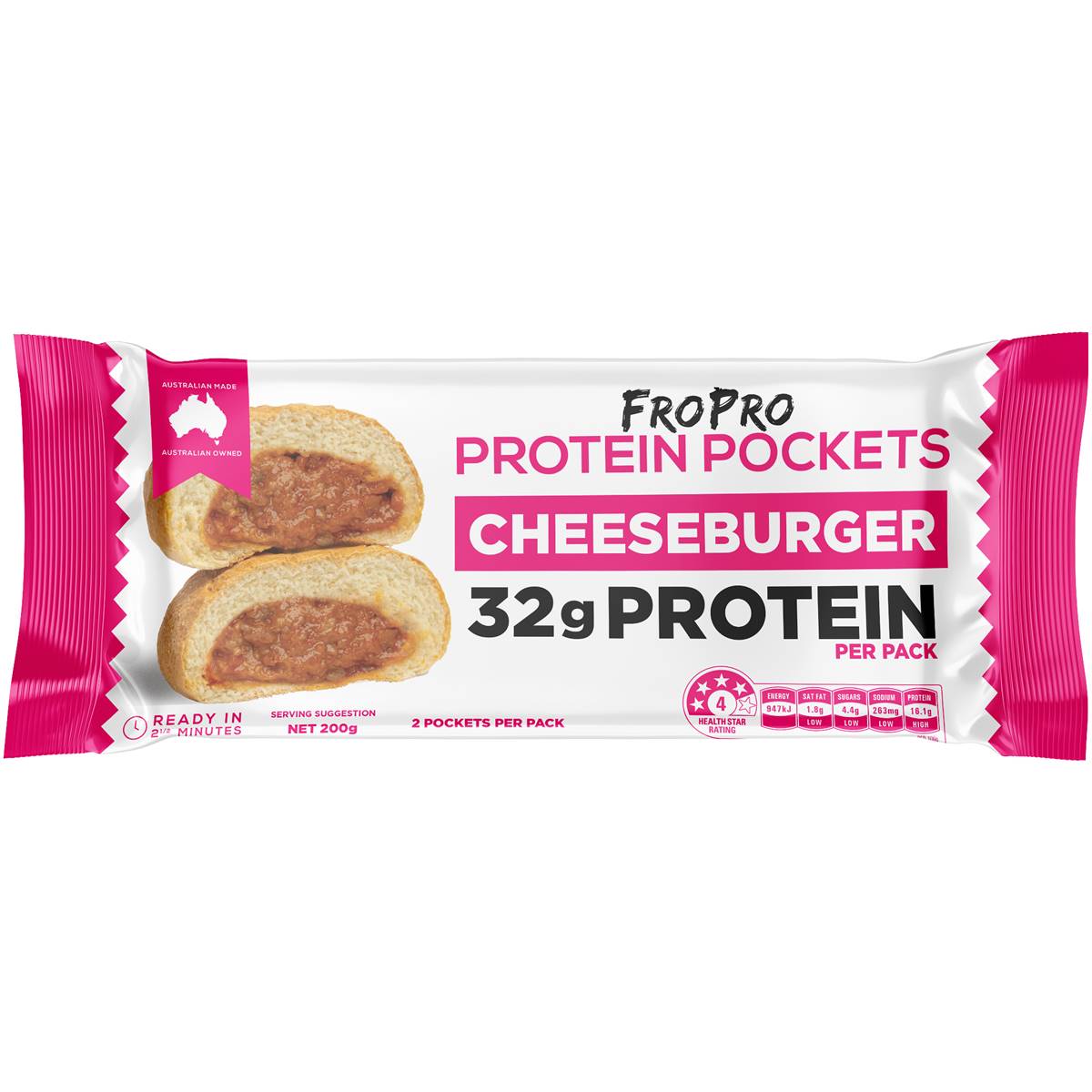 Fropro Protein Pocket Cheeseburger 200g Woolworths