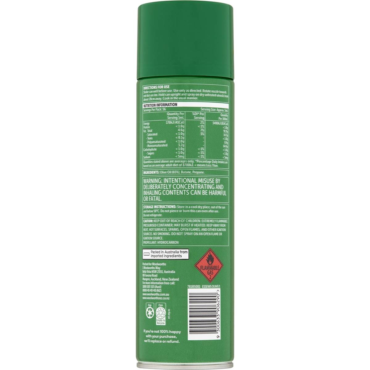 Essentials Olive Oil Spray 400g Woolworths