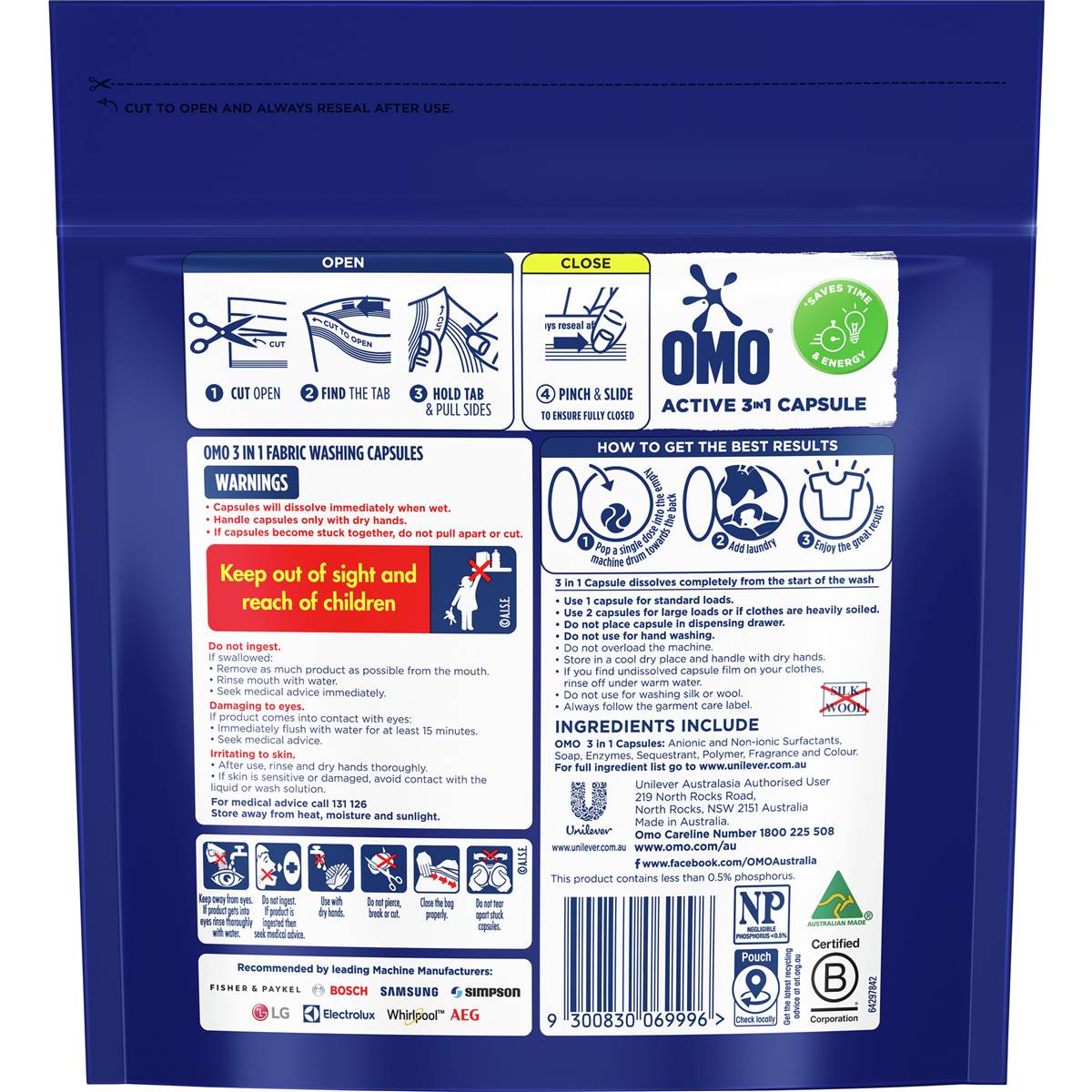 Omo Active 3 In 1 Laundry Capsules 357g Woolworths