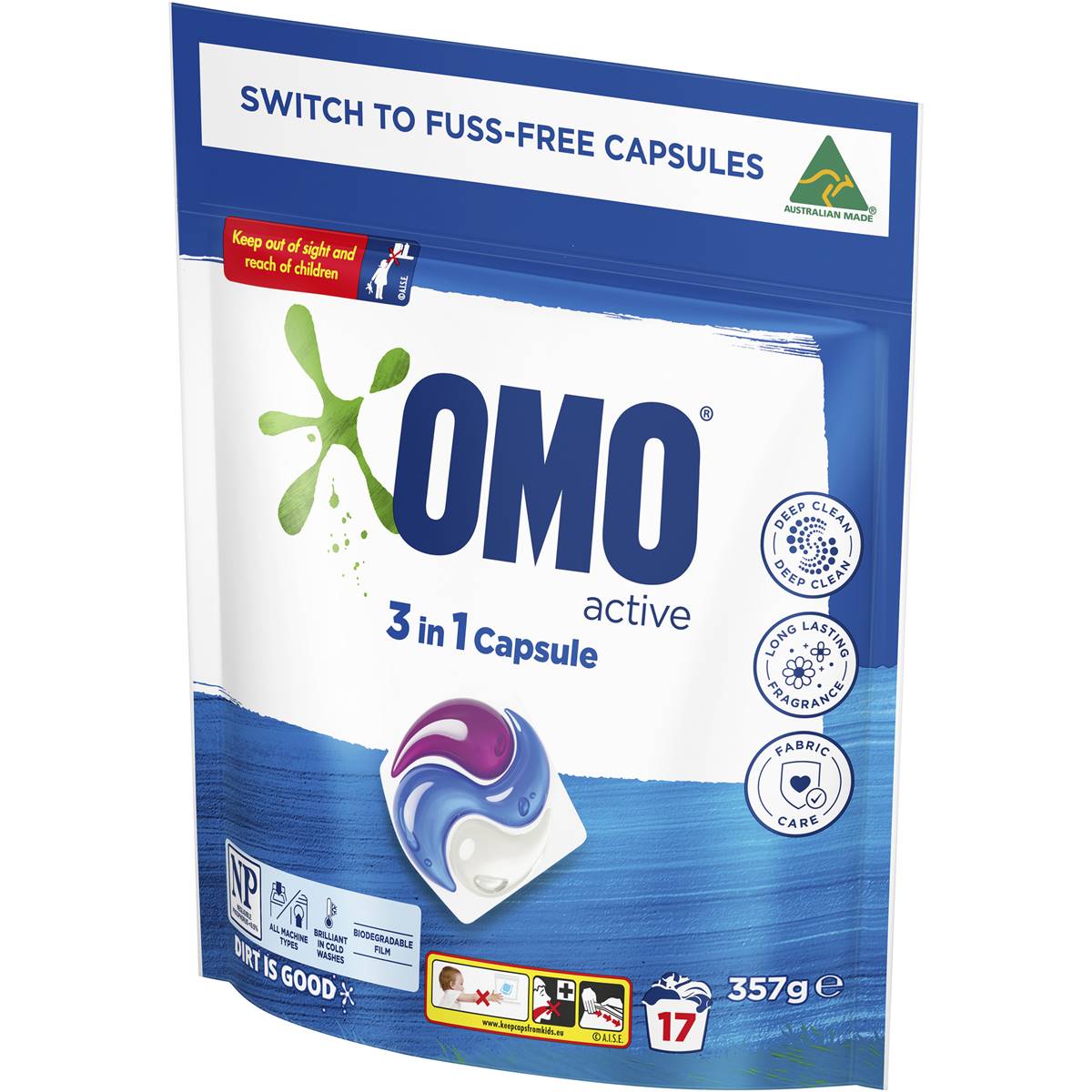 Omo Active 3 In 1 Laundry Capsules 357g Woolworths