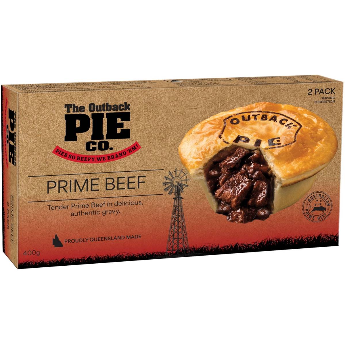 The Outback Pie Co Prime Beef Pies Frozen 2 Pack Woolworths