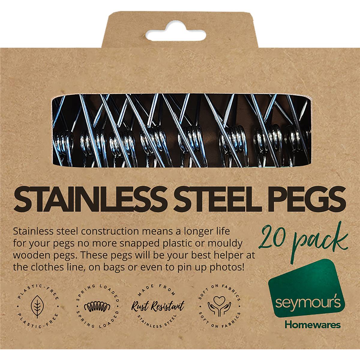 Seymours Stainless Steel Pegs 20 Pack Woolworths