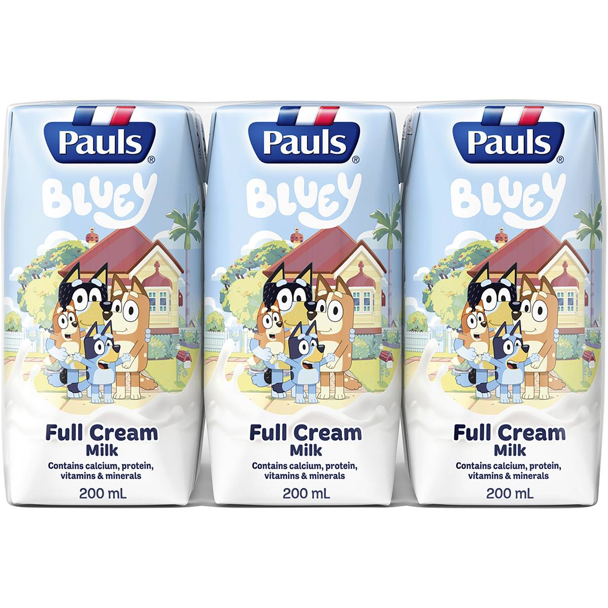 Pauls Bluey Full Cream Milk 200ml X 6 Pack Woolworths pauls-bluey-full-cream-milk-200ml-x-6-pack-woolworths