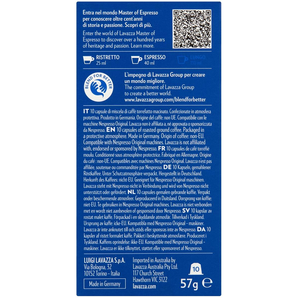 Lavazza Crema E Gusto Nespresso Compatible Coffee Pods 10 Pack Woolworths