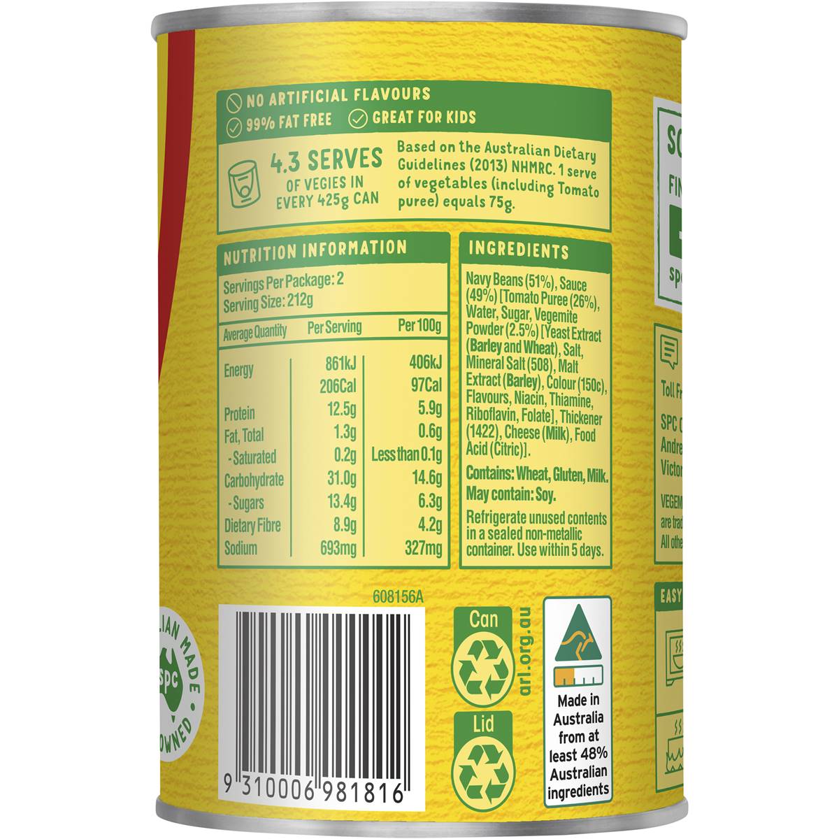 Spc Baked Beans Rich Tomato & Vegemite 425g Woolworths