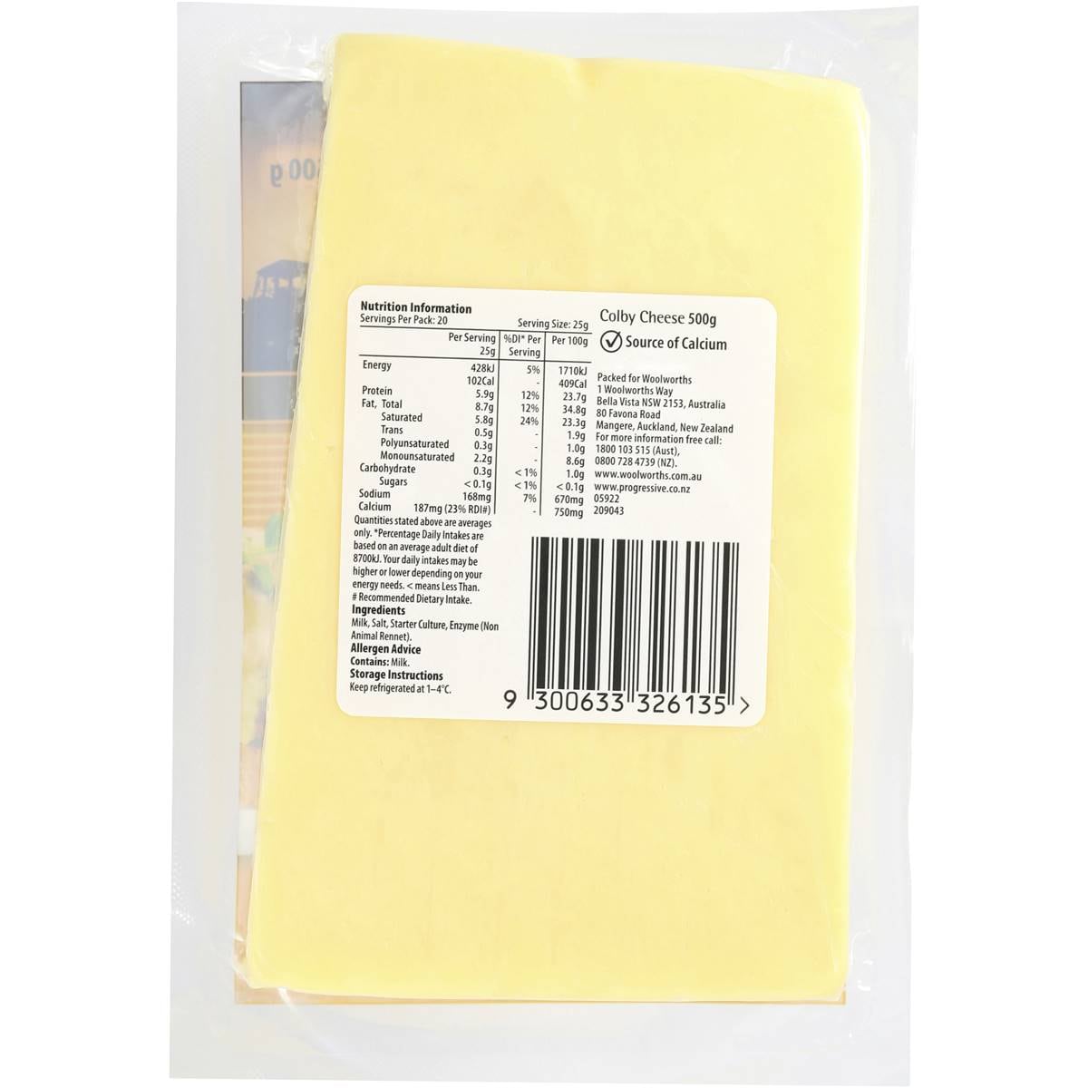 Woolworths Colby Cheese 500g Woolworths