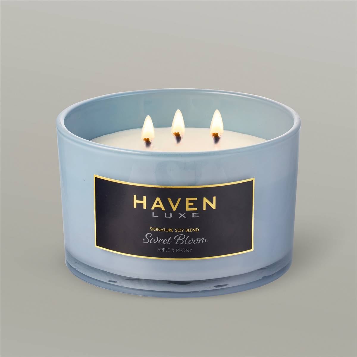 Haven Luxe 3 Wick Candle Apple & Peony Each Woolworths