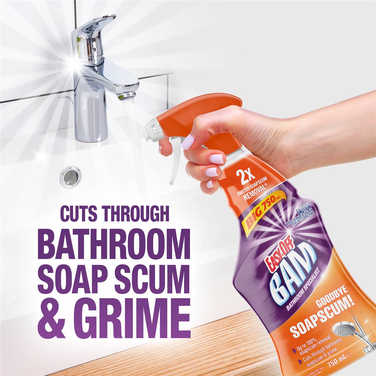Easyoff Bam Bathroom Soap Scum Cleaner Trigger Spray 750ml Woolworths