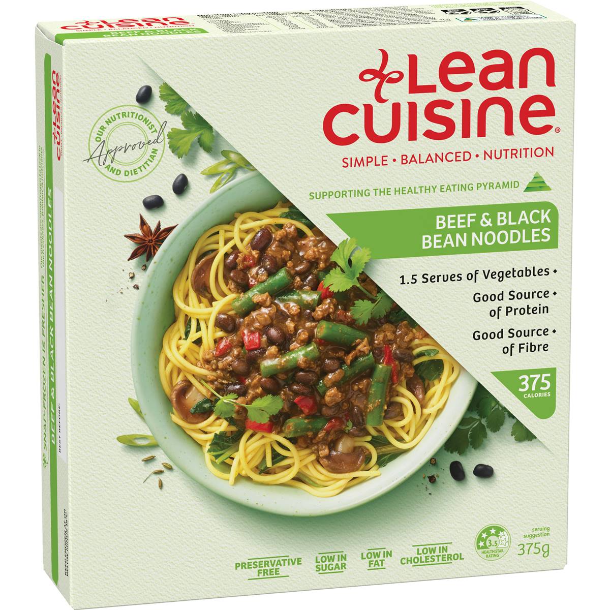 Lean Cuisine Beef & Black Bean Noodles 375g Woolworths