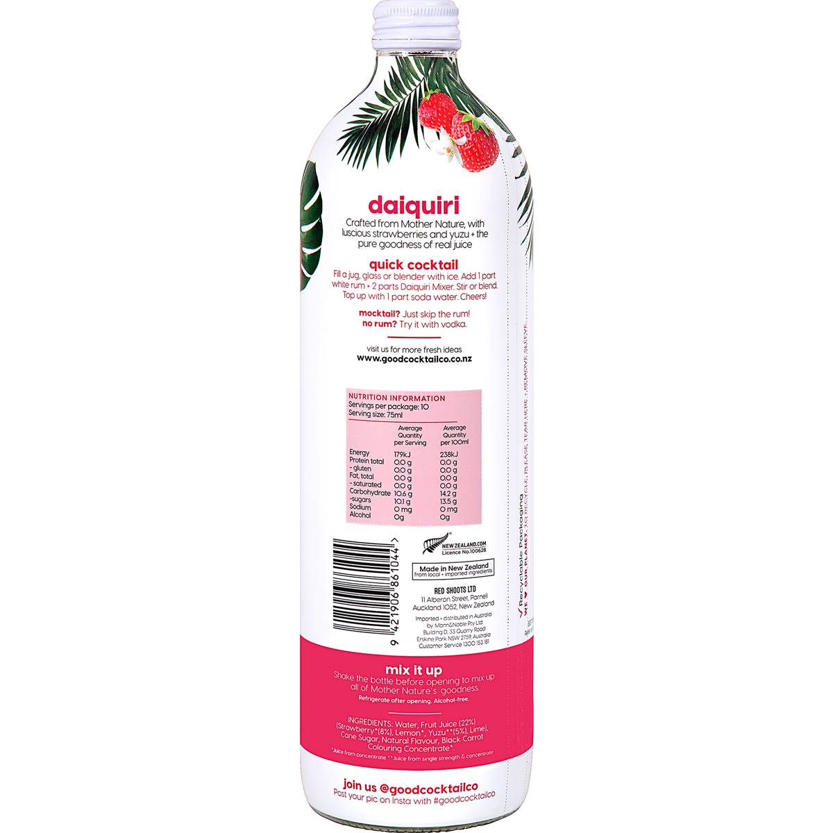 Good Cocktail Co Daiquiri Alcohol Free Cocktail Mixer 750ml Woolworths