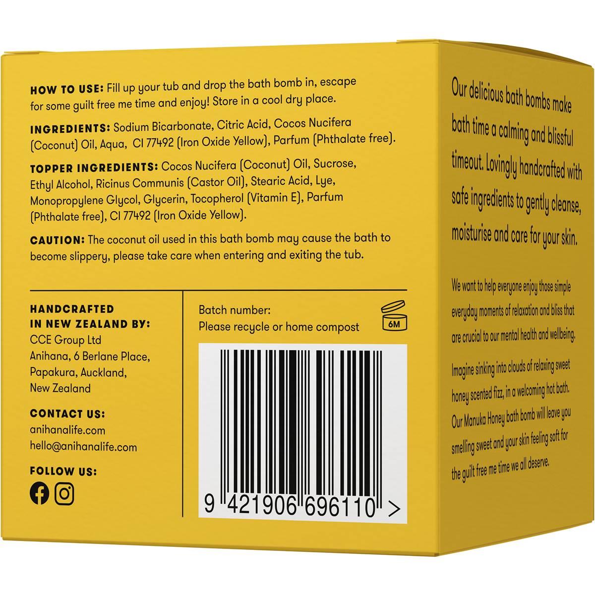 Anihana Bath Bomb Manuka Honey 180g | Woolworths