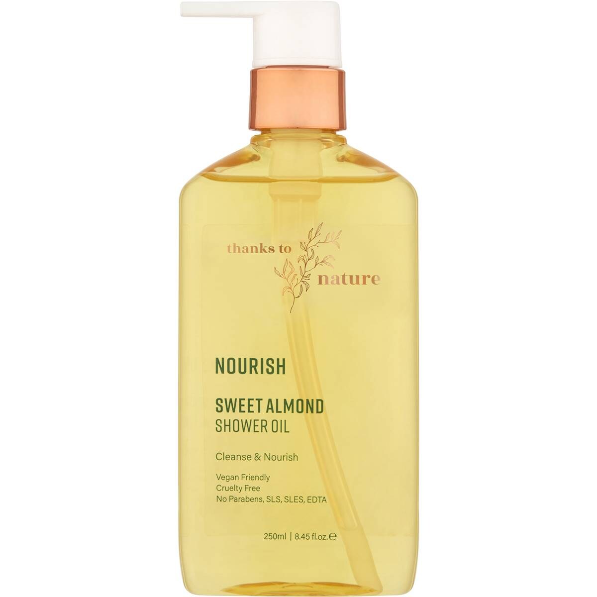 Thanks To Nature Nourish Sweet Almond Shower Oil 250ml Woolworths
