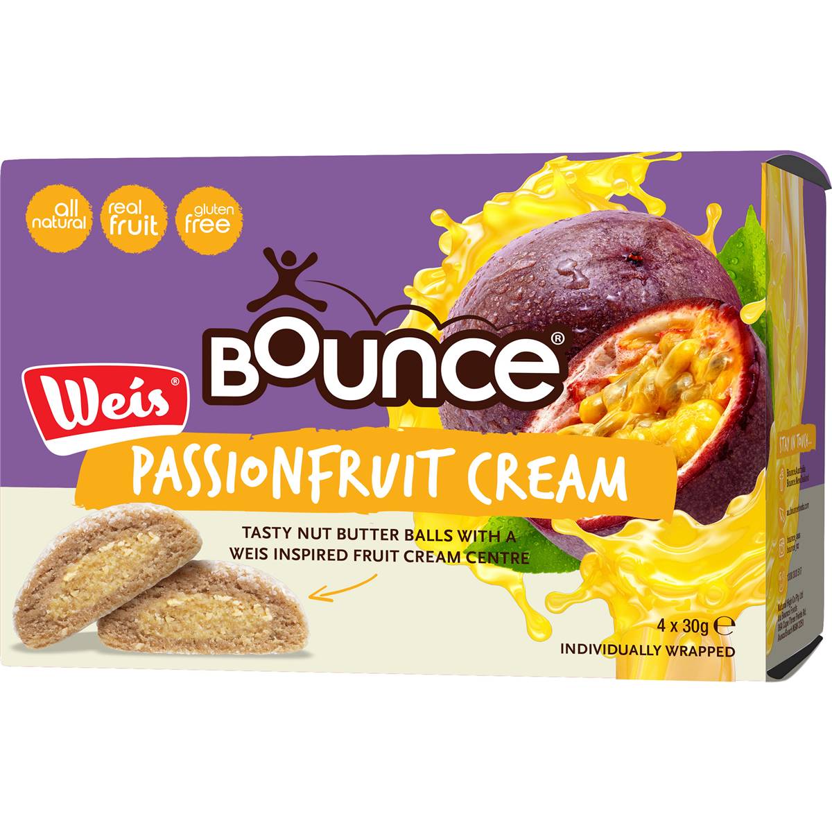 Bounce Weis Passionfruit Cream Filled Balls 4 Pack Woolworths