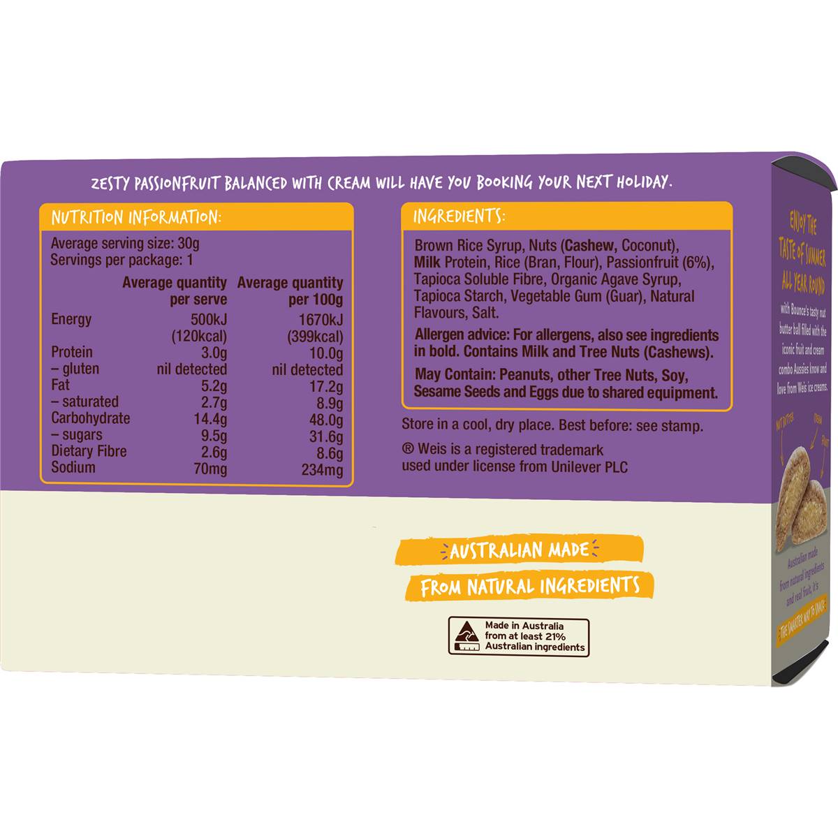 Bounce Weis Passionfruit Cream Filled Balls 4 Pack Woolworths